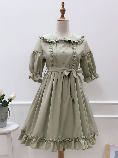 Cute Ruffles Doll Collar Short Sleeves Classic Lolita Dress