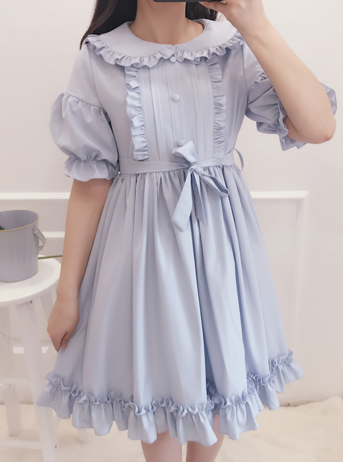 Cute Ruffles Doll Collar Short Sleeves Classic Lolita Dress