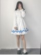 Lovely Shark Series White Long Sleeves Sweet Lolita Dress With Shark Shawl
