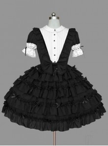 Black And White Lace Elegant Cotton Classic Lolita Dress