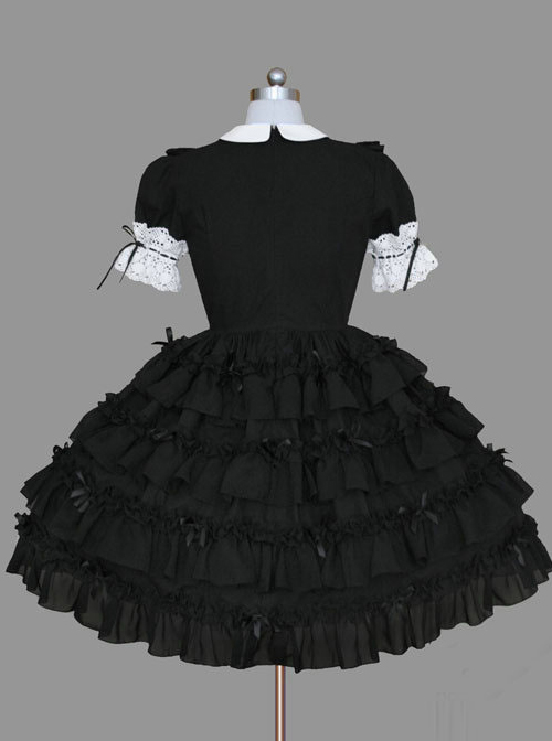 Black And White Lace Elegant Cotton Classic Lolita Dress