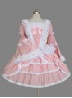 Pink Long Sleeve Lace Ruffles Classic Lolita Dress