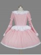 Pink Long Sleeve Lace Ruffles Classic Lolita Dress
