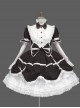 Black Standing Collar Bowknot Gothic Lolita Long Sleeve Dress