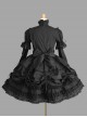 Black Standing Collar Bowknot Gothic Lolita Long Sleeve Dress