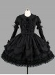 Black Elegant Bows Cotton Gothic Lolita Long Sleeve Dress