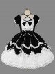 Black And White Cotton Elegant Gothic Lolita Short Sleeves Dress