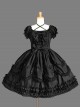 Black And White Cotton Elegant Gothic Lolita Short Sleeves Dress