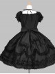 Black And White Cotton Elegant Gothic Lolita Short Sleeves Dress