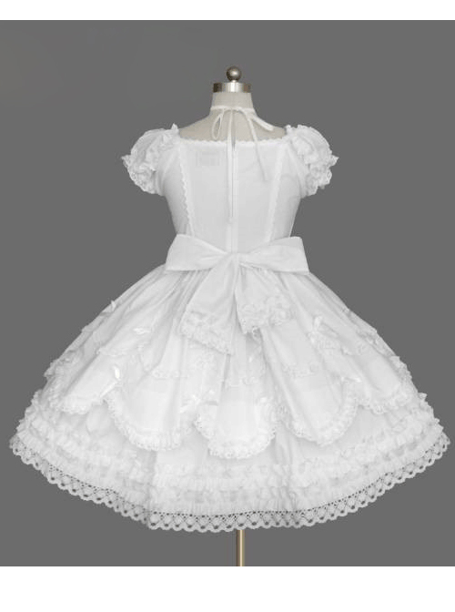 Black And White Cotton Elegant Gothic Lolita Short Sleeves Dress