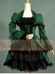 Victorian Retro Green And Black Lace Short Sleeves Classic Lolita Dress