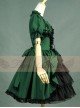 Victorian Retro Green And Black Lace Short Sleeves Classic Lolita Dress