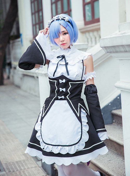 Black Cosplay Maid Costume Sweet Lolita Dress