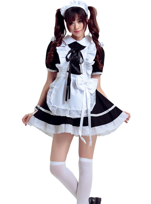 Black Cosplay Maid Costume Maid Dress Set
