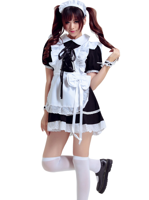 Black Cosplay Maid Costume Maid Dress Set