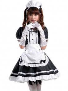 Black Cute Bowknot Maid Dress Costume