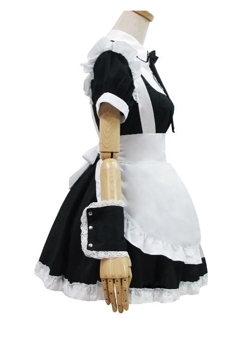 Long Sleeves Cotton Cosplay Maid Costume Sweet Lolita Dress Set