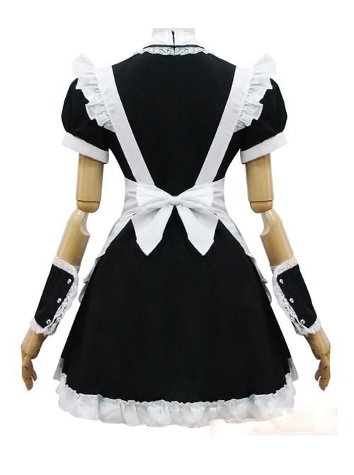Long Sleeves Cotton Cosplay Maid Costume Sweet Lolita Dress Set