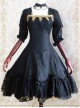 Elegant Black Jacquard Classic Lolita Half Sleeve Dress