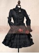 Black Short Sleeves Cotton Bow Gothic Lolita Dress