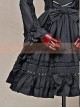 Black Short Sleeves Cotton Bow Gothic Lolita Dress