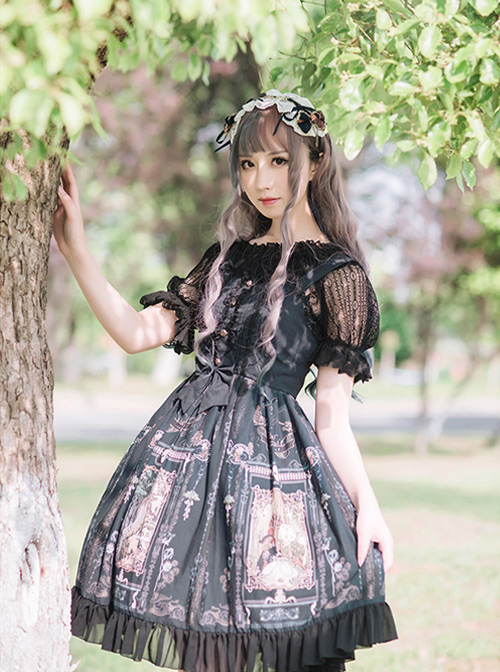 Old Castle Elves Series Retro Lace Classic Lolita Sling Dress