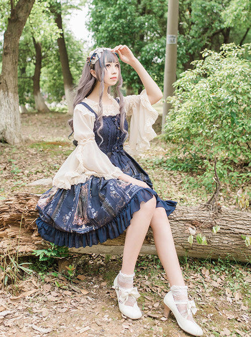 Old Castle Elves Series Retro Lace Classic Lolita Sling Dress