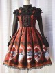 Alice Little Red Cap Series Printing Retro Slim Classic Lolita Sling Dress