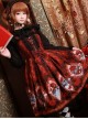 Alice Little Red Cap Series Printing Retro Slim Classic Lolita Sling Dress