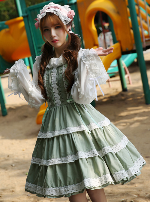 Fresh Mille Crepes Series Lace Classic Lolita Sling Dress