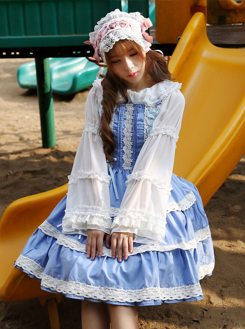 Fresh Mille Crepes Series Lace Classic Lolita Sling Dress