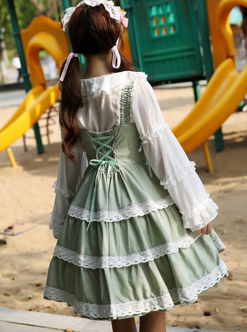 Fresh Mille Crepes Series Lace Classic Lolita Sling Dress