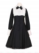 Little Stand Collar Concise Gothic Lolita Long Sleeve Dress