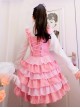 Pink Ruffles Cake Dress Slim Sweet Lolita Dress