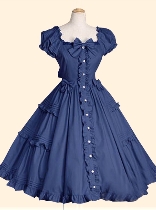 Elegant Short Sleeve Ruffles Classic Lolita Dress