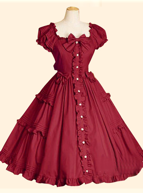 Elegant Short Sleeve Ruffles Classic Lolita Dress