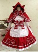 Red And White Lace Bowknot Sweet Lolita Dress Set