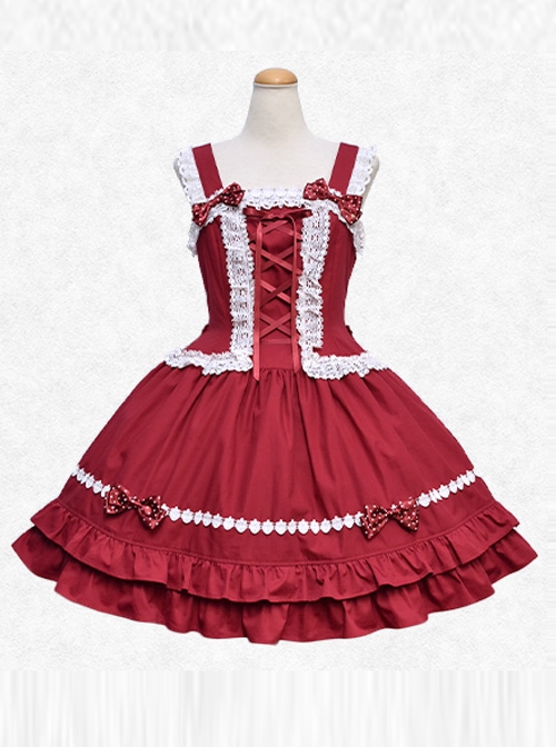 Strawberry Drops Series Red Sweet Lolita Sling Dress