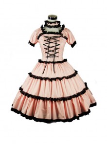 Pink Cute Bind Strap Short Sleeve Sweet Lolita Dress