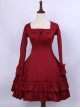 Retro Red Bowknot Ruffles Classic Lolita Long Sleeve Dress