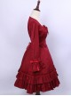 Retro Red Bowknot Ruffles Classic Lolita Long Sleeve Dress