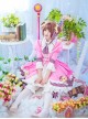 Card Captor Sakura Pink-white Dress Cosplay Costume Sweet Lolita Dress Set