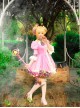 Card Captor Sakura Pink-white Dress Cosplay Costume Sweet Lolita Dress Set