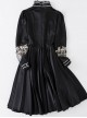 Black Retro Embroidery Standing Collar Classic Lolita Long Sleeve Dress