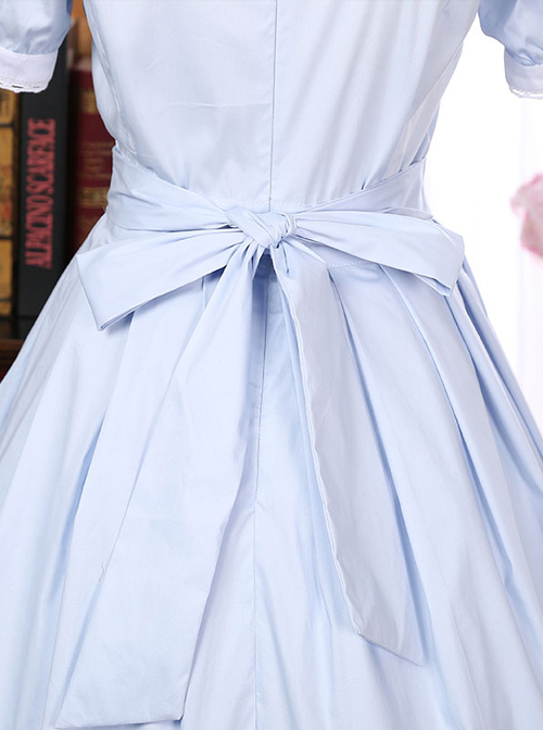 Lapel Bowknot School Lolita Short Sleeve Dress