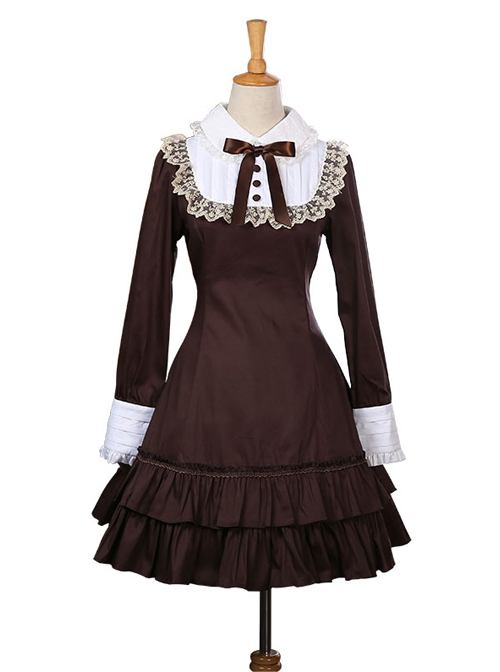 Retro Bowknot Long Sleeves Ruffles Classic Lolita Dress