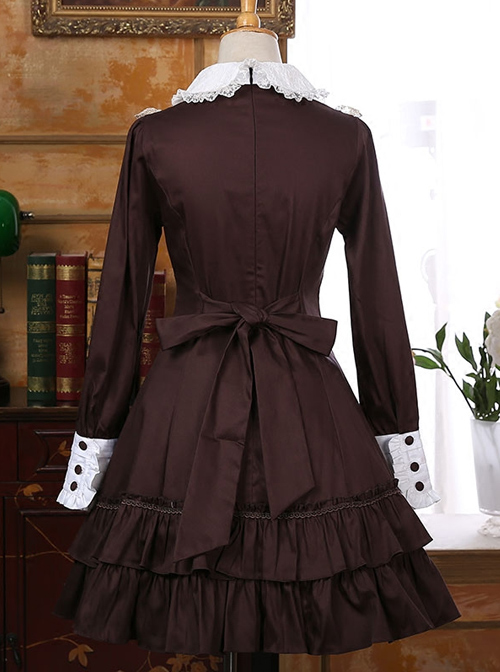 Retro Bowknot Long Sleeves Ruffles Classic Lolita Dress