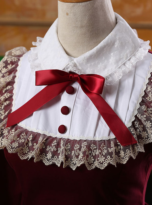 Retro Bowknot Long Sleeves Ruffles Classic Lolita Dress