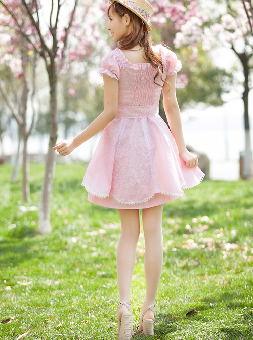 Square-neck Cute Sweet Lolita Short Sleeve Dress