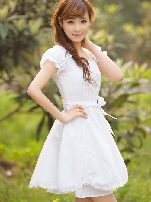 Square-neck Cute Sweet Lolita Short Sleeve Dress